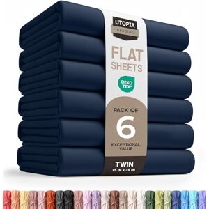 Utopia Bedding – Pack de 6 draps plats, tissu en microfibre brossée douce, résistants au rétrécissement et à la décoloration, entretien facile (Twin, bleu marine) - Publicité Utopia Bedding – Pack de 6 draps plats, tissu en microfibre brossée douce, résistants au rétrécissement et à la décoloration, entretien facile (Twin, bleu marine) - Publicité