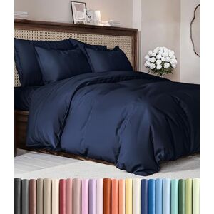 CGK Unlimited Duvet Cover Queen Size Set Extra Soft Queen Size Duvet Cover 90 x 90 with 2 Pillow Shams Hotel Luxury Easy Care and Fade Free w/Zipper Closures & Ties Comfy Breathable Bedding Set (Navy Blue) - Publicité CGK Unlimited Duvet Cover Queen Size Set Extra Soft Queen Size Duvet Cover 90 x 90 with 2 Pillow Shams Hotel Luxury Easy Care and Fade Free w/Zipper Closures & Ties Comfy Breathable Bedding Set (Navy Blue) - Publicité