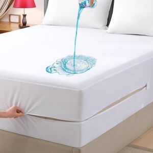 4AS Protège-matelas imperméable – Anti-punaises de lit et anti-acariens, housse à fermeture éclair de 30 cm, protège-matelas pour petit lit double (blanc, 122 x 190 cm) - Publicité 4AS Protège-matelas imperméable – Anti-punaises de lit et anti-acariens, housse à fermeture éclair de 30 cm, protège-matelas pour petit lit double (blanc, 122 x 190 cm) - Publicité