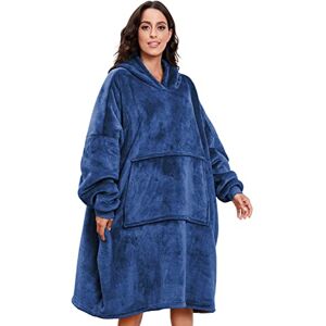 Tuopuda Sweat à Capuche Couverture Pull Polaire Plaid Capuchon Adulte Femme Homme Unisexe Épaisse Sweat Automne Hiver Garder au Chaud Peignoir Réversible Hoodie Plush Sweatshirt (Bleu) - Publicité