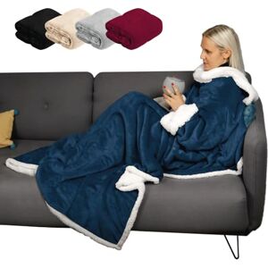 Vivezen Couverture polaire, plaid intégral avec manches et poche 140 x 210 cm Sherpa et flanelle Adulte Plusieurs coloris - Publicité Vivezen Couverture polaire, plaid intégral avec manches et poche 140 x 210 cm Sherpa et flanelle Adulte Plusieurs coloris - Publicité