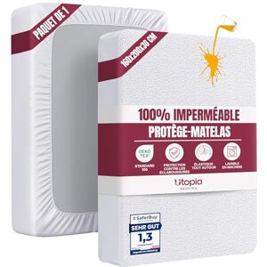 Utopia Bedding Protège Matelas 160 x 200 x 30 cm Imperméable, Certifié Oeko TEX, Alèse Drap Housse, Matelas Couvre, Respirant, Élastique Tout Autour Blanc - Publicité Utopia Bedding Protège Matelas 160 x 200 x 30 cm Imperméable, Certifié Oeko TEX, Alèse Drap Housse, Matelas Couvre, Respirant, Élastique Tout Autour Blanc - Publicité