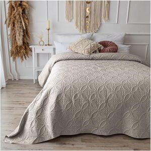 CalmyHOME Couvre-lit matelassé beige 200 x 220 cm XXL - Publicité CalmyHOME Couvre-lit matelassé beige 200 x 220 cm XXL - Publicité