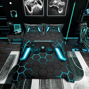 Homewish Parure de lit pour garçons joueurs avec housse de couette géométrique en nid d'abeille, jeux vidéo avec lumières néons, ensemble de couette pour enfants, adolescents, jeunes hommes, couette - Publicité Homewish Parure de lit pour garçons joueurs avec housse de couette géométrique en nid d'abeille, jeux vidéo avec lumières néons, ensemble de couette pour enfants, adolescents, jeunes hommes, couette - Publicité