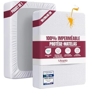 Utopia Bedding Protège Matelas 90 x 190 x 40 cm Imperméable, Certifié Oeko TEX, Alèse Drap Housse, Matelas Couvre, Respirant, Élastique Tout Autour Blanc - Publicité Utopia Bedding Protège Matelas 90 x 190 x 40 cm Imperméable, Certifié Oeko TEX, Alèse Drap Housse, Matelas Couvre, Respirant, Élastique Tout Autour Blanc - Publicité
