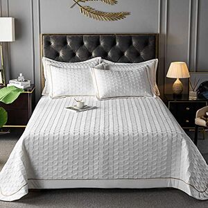 WDXN Boutis Couvre-lit Matelassé De Luxe Dessus De Lit 2 Personnes Couleur Unie Satin Jacquard Couvertures Confort Draps 3 Pièces Courtepointe Boutis Jeté De Lit avec 2 * Taie d'oreiller,White - Publicité WDXN Boutis Couvre-lit Matelassé De Luxe Dessus De Lit 2 Personnes Couleur Unie Satin Jacquard Couvertures Confort Draps 3 Pièces Courtepointe Boutis Jeté De Lit avec 2 * Taie d'oreiller,White - Publicité