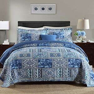 NEWLAKE Parure de lit réversible en Coton Motif bohème Classique Bleu Grand lit - Publicité NEWLAKE Parure de lit réversible en Coton Motif bohème Classique Bleu Grand lit - Publicité