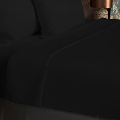 Soleil d'ocre , Drap Plat, Coton 57 Fils, Noir, 180x290 cm - Publicité Soleil d'ocre , Drap Plat, Coton 57 Fils, Noir, 180x290 cm - Publicité
