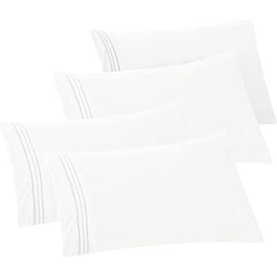Elegant Comfort Lot de 4 taies d'oreiller Unies de qualité égyptienne de 1500 Fils, faciles d'entretien, Tissage Lisse, résistantes aux Plis et aux Taches, faciles à Enfiler, taie d'oreiller - Publicité Elegant Comfort Lot de 4 taies d'oreiller Unies de qualité égyptienne de 1500 Fils, faciles d'entretien, Tissage Lisse, résistantes aux Plis et aux Taches, faciles à Enfiler, taie d'oreiller - Publicité
