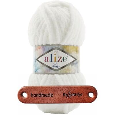 mySearose Alize Softy Mega 450 Pelote de laine chenille super douce 100 g pour tricot et crochet de couvertures, coussins, amigurumi et accessoires d'intérieur avec label - Publicité mySearose Alize Softy Mega 450 Pelote de laine chenille super douce 100 g pour tricot et crochet de couvertures, coussins, amigurumi et accessoires d'intérieur avec label - Publicité