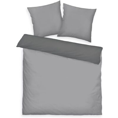 Herding TOM TAILOR Parure de lit Satin, 2*80x80 cm + 200x220 cm, 100% coton/satin, avec double couture sur l'oreiller, motif réversible et fermeture éclair de qualité colorée - Publicité Herding TOM TAILOR Parure de lit Satin, 2*80x80 cm + 200x220 cm, 100% coton/satin, avec double couture sur l'oreiller, motif réversible et fermeture éclair de qualité colorée - Publicité