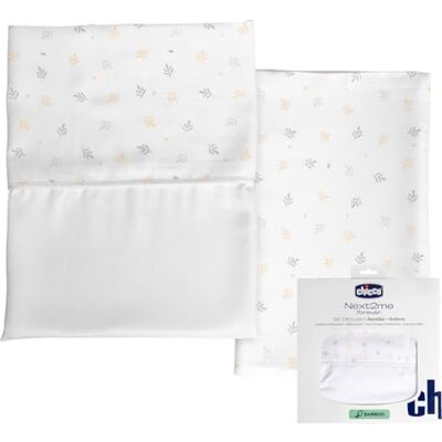 Chicco Ensemble de draps en Fibre de Bambou, 1 Drap Supérieur et 1 draps-Housses, 1 taie d’Oreiller, Compatible avec Matelas 58x110 cm, Compatible avec Berceau Next2Me Forever, Fantaisie feuillets - Publicité Chicco Ensemble de draps en Fibre de Bambou, 1 Drap Supérieur et 1 draps-Housses, 1 taie d’Oreiller, Compatible avec Matelas 58x110 cm, Compatible avec Berceau Next2Me Forever, Fantaisie feuillets - Publicité
