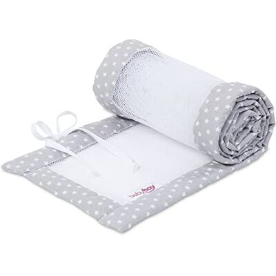 babybay Tour de lit en maille pour modèle Boxspring XXL, gris clair, étoiles blanches - Publicité babybay Tour de lit en maille pour modèle Boxspring XXL, gris clair, étoiles blanches - Publicité