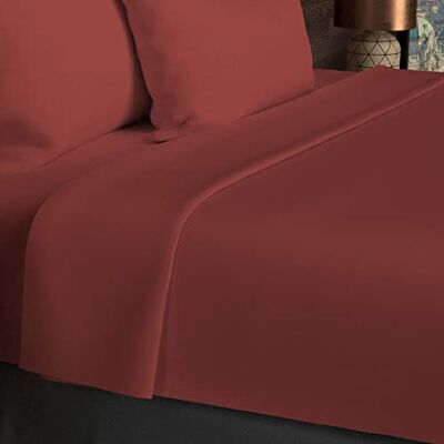 Soleil d'ocre , Drap Plat, Coton 57 Fils, Brique, 180x290 cm - Publicité Soleil d'ocre , Drap Plat, Coton 57 Fils, Brique, 180x290 cm - Publicité