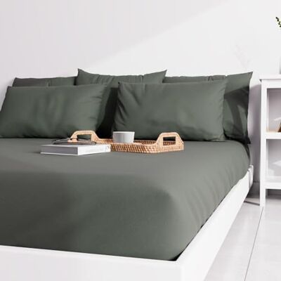 SH0P&CITY Drap housse Kaki - 160x200 cm - Publicité SH0P&CITY Drap housse Kaki - 160x200 cm - Publicité
