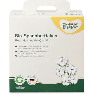 Grünspecht Drap-housse bio, blanc, GOTS - Drap-housse - Publicité Grünspecht Drap-housse bio, blanc, GOTS - Drap-housse - Publicité