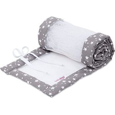 babybay Tour de lit en maille piquée pour modèle Boxspring XXL, taupe, étoiles blanches - Publicité babybay Tour de lit en maille piquée pour modèle Boxspring XXL, taupe, étoiles blanches - Publicité