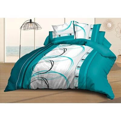 Le linge de Jules Housse de Couette 220x240 + 2 taies Microfibre Douce et résistante Entretien Facile Roue-Libre Turquoise - Publicité Le linge de Jules Housse de Couette 220x240 + 2 taies Microfibre Douce et résistante Entretien Facile Roue-Libre Turquoise - Publicité