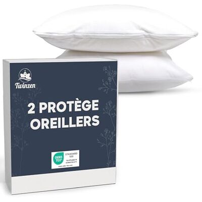 Twinzen Protege Oreiller 60x60 - Lot de 2 Housses Imperméables - Publicité Twinzen Protege Oreiller 60x60 - Lot de 2 Housses Imperméables - Publicité