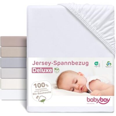 babybay Drap-housse de luxe en coton biologique pour modèles avec extension latérale Original, Maxi, Midi et Boxspring, blanc, 89 x 65 cm (1 unité) - Publicité babybay Drap-housse de luxe en coton biologique pour modèles avec extension latérale Original, Maxi, Midi et Boxspring, blanc, 89 x 65 cm (1 unité) - Publicité