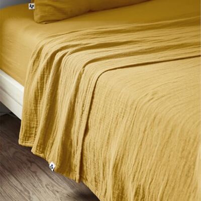 AltoBuy OUREA Drap Plat 240x300cm Gaze de Coton Safran - Publicité AltoBuy OUREA Drap Plat 240x300cm Gaze de Coton Safran - Publicité