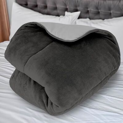 Soleil d'ocre , Couette doublée Polaire Microfibre 220x240 cm Bicolore Gris et Anthracite - Publicité Soleil d'ocre , Couette doublée Polaire Microfibre 220x240 cm Bicolore Gris et Anthracite - Publicité