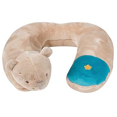 Nattou Coussin de Nuque Ours Basile, Pour les Bébés à Partir de 3 Mois, Mia et Basile, 28 x 24 x 10 cm, Brun/Bleu - Publicité Nattou Coussin de Nuque Ours Basile, Pour les Bébés à Partir de 3 Mois, Mia et Basile, 28 x 24 x 10 cm, Brun/Bleu - Publicité