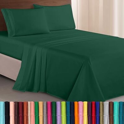 Elegant Comfort Parure de lit Douce de 4 pièces à Contexture de 1500 Fils avec Broderie à Trois Lignes, résistante aux Plis et à la décoloration, pour très Grand lit californien, Vert Chasseur - Publicité Elegant Comfort Parure de lit Douce de 4 pièces à Contexture de 1500 Fils avec Broderie à Trois Lignes, résistante aux Plis et à la décoloration, pour très Grand lit californien, Vert Chasseur - Publicité