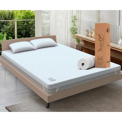 Sleepy Owl Surmatelas en Mousse à mémoire de Forme de 10 cm, 160 x 200 cm Rembourrage orthopédique infusé en Gel Housses de Fermeture éclair Amovibles et lavables Fond antidérapant 4 Bandes - Publicité Sleepy Owl Surmatelas en Mousse à mémoire de Forme de 10 cm, 160 x 200 cm Rembourrage orthopédique infusé en Gel Housses de Fermeture éclair Amovibles et lavables Fond antidérapant 4 Bandes - Publicité