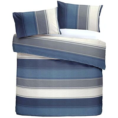 Fusion Housse de Couette à Larges Rayures Bleues 200 x 200 cm 2 taies d'oreiller Housse de Couette à Rayures contemporaines en Bleu Parure de lit doublée Bleue Parure de Couette Natucail - Publicité Fusion Housse de Couette à Larges Rayures Bleues 200 x 200 cm 2 taies d'oreiller Housse de Couette à Rayures contemporaines en Bleu Parure de lit doublée Bleue Parure de Couette Natucail - Publicité