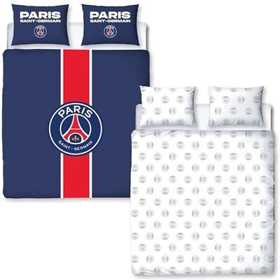Character World Parure de lit double avec licence officielle Paris Saint-Germain FC Motif Tackle Linge de lit de football réversible deux faces en bleu, produit officiel - Publicité Character World Parure de lit double avec licence officielle Paris Saint-Germain FC Motif Tackle Linge de lit de football réversible deux faces en bleu, produit officiel - Publicité