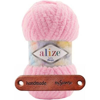 mySearose Alize Softy Mega 185 Pelote de laine chenille super douce pour tricot et crochet de couvertures, coussins, amigurumi et accessoires d'intérieur avec label 100 g - Publicité mySearose Alize Softy Mega 185 Pelote de laine chenille super douce pour tricot et crochet de couvertures, coussins, amigurumi et accessoires d'intérieur avec label 100 g - Publicité