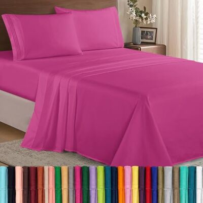 Elegant Comfort Parure de lit 4 pièces en coton égyptien de 1500 fils, douce, de qualité hôtelière haut de gamme, infroissable, plus confortable, drap-housse avec élastique tout autour, poche profonde - Publicité Elegant Comfort Parure de lit 4 pièces en coton égyptien de 1500 fils, douce, de qualité hôtelière haut de gamme, infroissable, plus confortable, drap-housse avec élastique tout autour, poche profonde - Publicité