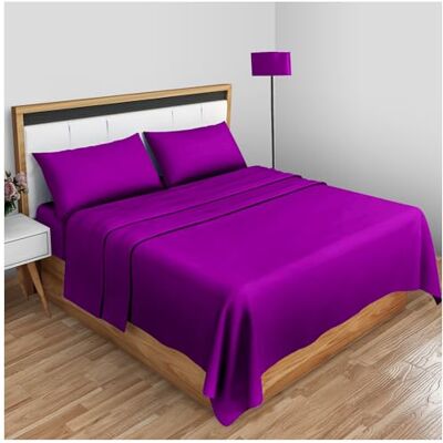 GC GAVENO CAVAILIA Drap Plat en Percale Infroissable en Polycoton Infroissable de qualité hôtelière Drap Plat de Luxe uni Baie - Publicité GC GAVENO CAVAILIA Drap Plat en Percale Infroissable en Polycoton Infroissable de qualité hôtelière Drap Plat de Luxe uni Baie - Publicité