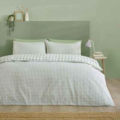 Catherine Lansfield Bamford Parure de lit réversible avec Housse de Couette et taies d'oreiller Motif Vichy Vert King - Publicité Catherine Lansfield Bamford Parure de lit réversible avec Housse de Couette et taies d'oreiller Motif Vichy Vert King - Publicité