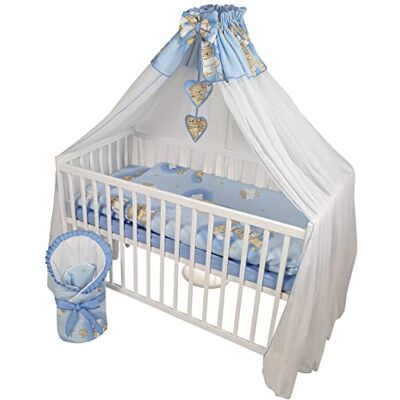 Bello24 Lit Bébé et Ensemble de Linge de Lit Happy12 12 Pièces Bleu Ours en Peluche Sur une Échelle Unisexe Taille Queen Thématique Animal Coton 100% - Publicité Bello24 Lit Bébé et Ensemble de Linge de Lit Happy12 12 Pièces Bleu Ours en Peluche Sur une Échelle Unisexe Taille Queen Thématique Animal Coton 100% - Publicité