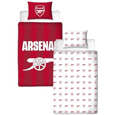 Character World Arsenal FC Parure de lit réversible réversible 2 côtés avec taie d'oreiller assortie en polycoton - Publicité Character World Arsenal FC Parure de lit réversible réversible 2 côtés avec taie d'oreiller assortie en polycoton - Publicité
