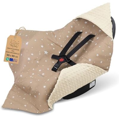 Totsy Baby Nid d'ange pour siège auto et poussette – douce couverture Minky bébé double face avec capuche pour nouveau-né – utilisable Toute l'année en déplacement 90×90 cm Beige avec Étoiles Blanches Oeko-Tex - Publicité Totsy Baby Nid d'ange pour siège auto et poussette – douce couverture Minky bébé double face avec capuche pour nouveau-né – utilisable Toute l'année en déplacement 90×90 cm Beige avec Étoiles Blanches Oeko-Tex - Publicité