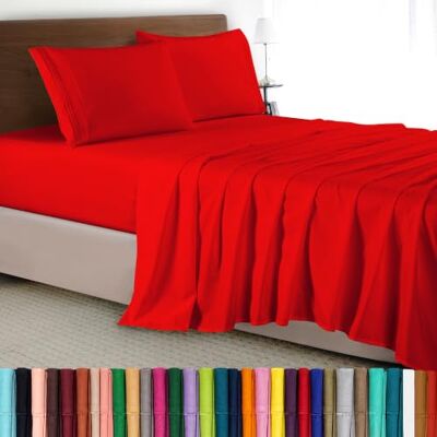 Elegant Comfort Parure de lit 4 pièces raffinées, Microfibre 1 500 Fils/cm², qualité hôtel, résistante aux Plis, perméable à l'air, Drap-Housse élastique, pour Grands Lits, Rouge - Publicité Elegant Comfort Parure de lit 4 pièces raffinées, Microfibre 1 500 Fils/cm², qualité hôtel, résistante aux Plis, perméable à l'air, Drap-Housse élastique, pour Grands Lits, Rouge - Publicité