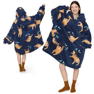 Bedsure Hoodie couverture à manches Bleu marine 95x85cm Paresseux Douce, Chaude, avec Poches, Idéale pour Femmes et Hommes, pour Canapé et Hiver - Publicité Bedsure Hoodie couverture à manches Bleu marine 95x85cm Paresseux Douce, Chaude, avec Poches, Idéale pour Femmes et Hommes, pour Canapé et Hiver - Publicité