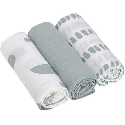 Lässig Bébé Couverture de puériculture Drap de puériculture Lot de 3 en coton 60 x 60 cm/Swaddle & Burp Blanket M Strokes silver grey - Publicité Lässig Bébé Couverture de puériculture Drap de puériculture Lot de 3 en coton 60 x 60 cm/Swaddle & Burp Blanket M Strokes silver grey - Publicité
