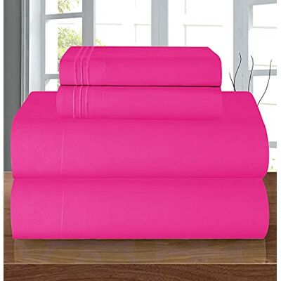 Elegant Comfort Parure de lit 4 pièces en Microfibre de qualité hôtelière, Infroissable, Drap-Housse élastique Tout Autour, Poche Profonde jusqu'à 40,6 cm, très Grand lit, Rose Vif - Publicité Elegant Comfort Parure de lit 4 pièces en Microfibre de qualité hôtelière, Infroissable, Drap-Housse élastique Tout Autour, Poche Profonde jusqu'à 40,6 cm, très Grand lit, Rose Vif - Publicité