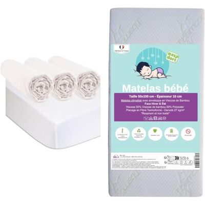 Easy Dort - Berceau 50x100 - 50x100 cm - Coton blanc - Matelas bébé - Publicité Easy Dort - Berceau 50x100 - 50x100 cm - Coton blanc - Matelas bébé - Publicité
