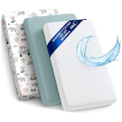 Totsy Baby Drap Housse Cododo pour Nacelle Ensemble de 2 Draps Lot de 3 : 60x120 cm avec Protege Matelas Impermeable Alese Bebe Compatible avec Berceaux Landeau Couffin et Poussette Enfant 60 x 120 - Publicité Totsy Baby Drap Housse Cododo pour Nacelle Ensemble de 2 Draps Lot de 3 : 60x120 cm avec Protege Matelas Impermeable Alese Bebe Compatible avec Berceaux Landeau Couffin et Poussette Enfant 60 x 120 - Publicité