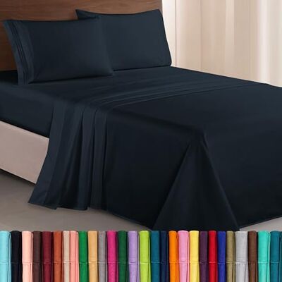Elegant Comfort Parure de lit Douce de 4 pièces à Contexture de 1500 Fils avec Broderie à Trois Lignes, résistante aux Plis et à la décoloration, pour lit Simple/lit Simple XL, Noir - Publicité Elegant Comfort Parure de lit Douce de 4 pièces à Contexture de 1500 Fils avec Broderie à Trois Lignes, résistante aux Plis et à la décoloration, pour lit Simple/lit Simple XL, Noir - Publicité