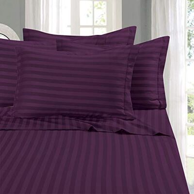 Elegant Comfort Parure de lit 4 pièces, Douce et Confortable, en Microfibre de qualité hôtelière, 600 Fils/cm², Infroissable, pour lit Double XL, Rayures damassées, Aubergine/Violet - Publicité Elegant Comfort Parure de lit 4 pièces, Douce et Confortable, en Microfibre de qualité hôtelière, 600 Fils/cm², Infroissable, pour lit Double XL, Rayures damassées, Aubergine/Violet - Publicité