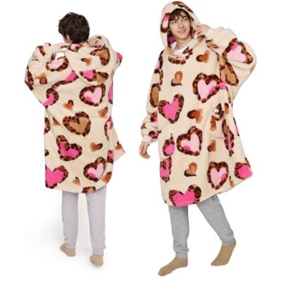 Bedsure Hoodie couverture à manches Beige 107x90cm Motif léopard Douce, Chaude, avec Poches, Idéale pour Femmes et Hommes, pour Canapé et Hiver - Publicité Bedsure Hoodie couverture à manches Beige 107x90cm Motif léopard Douce, Chaude, avec Poches, Idéale pour Femmes et Hommes, pour Canapé et Hiver - Publicité