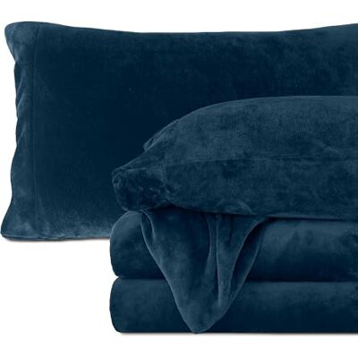 Elegant Comfort Parure de lit 4 pièces en Flanelle Velours Pelucheux, de qualité supérieure, Confortable, Chaud, Antistatique, ne bouloche Pas et Poche Profonde – Lit Double, Bleu Marine - Publicité Elegant Comfort Parure de lit 4 pièces en Flanelle Velours Pelucheux, de qualité supérieure, Confortable, Chaud, Antistatique, ne bouloche Pas et Poche Profonde – Lit Double, Bleu Marine - Publicité