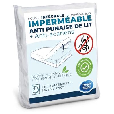 SWEET NIGHT Housse intégrale Matelas imperméable 90x200 cm Anti-Punaise de lit et Anti-acariens Rénove Matelas Fermeture à glissière sans Traitement Chimique EP. jusqu'à 25 cm - Publicité SWEET NIGHT Housse intégrale Matelas imperméable 90x200 cm Anti-Punaise de lit et Anti-acariens Rénove Matelas Fermeture à glissière sans Traitement Chimique EP. jusqu'à 25 cm - Publicité
