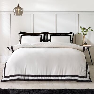 Catherine Lansfield So Soft Mono Panel Parure de lit Super King Size avec Housse de Couette et taies d'oreiller Crème/Noir - Publicité Catherine Lansfield So Soft Mono Panel Parure de lit Super King Size avec Housse de Couette et taies d'oreiller Crème/Noir - Publicité
